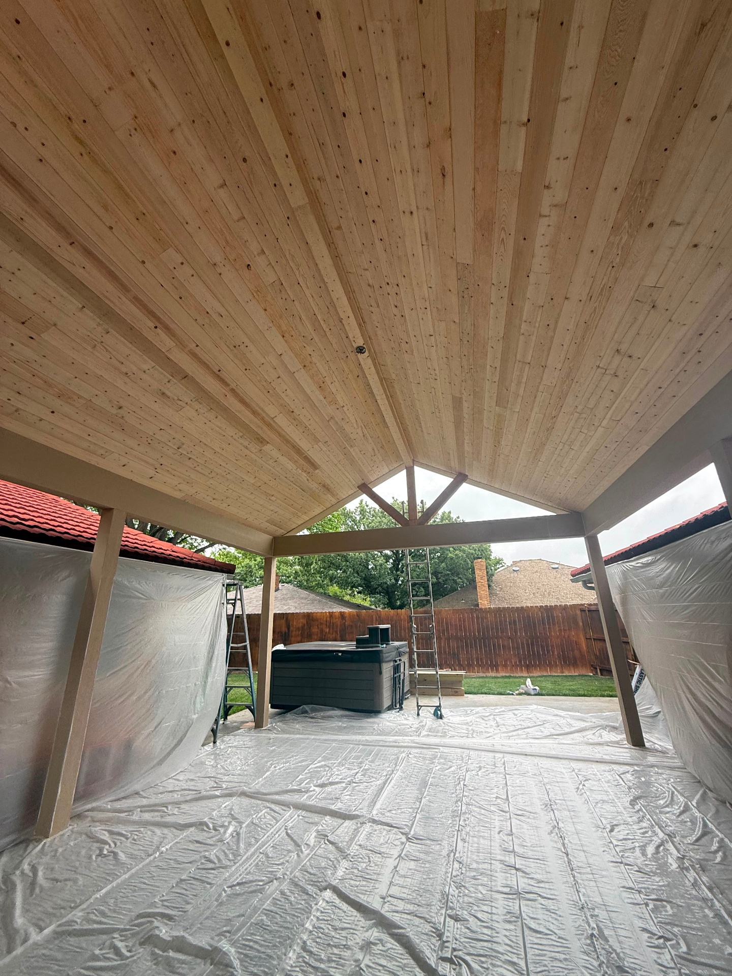 Wood Ceiling Stain & Finish — before